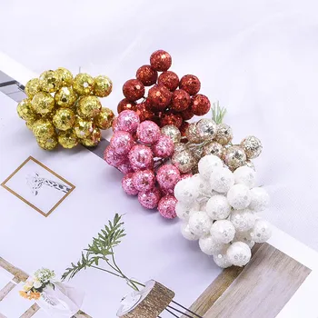100 Adet Yapay Glitter Meyve Organlarındaki Kiraz Küçük Meyveleri Boncuk Düğün DIY Çiçek Çelenk Düğün Hediye Kutusu Dekorasyon