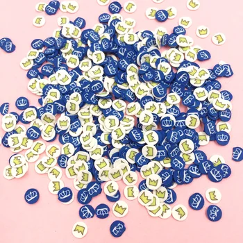 100 g / grup Mini Sevimli Mavi Beyaz Taç Dilimleri Polimer Sıcak Kil Sprinkles El Sanatları Yapımı için Tırnak Sanat Dekorasyon DIY Telefon Dekor:5mm