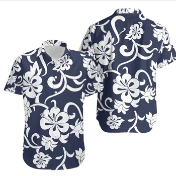 2021 Sıcak Satış Erkek Giyim Abd Boyutu Büyük Boy Düğme Gömlek Anime Baskı Hawaii Kısa Kollu Man'shirt