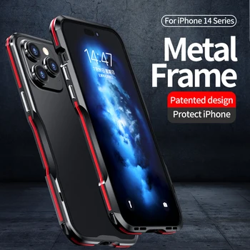3D Güçlü Metal Tampon Durumda iPhone 14 Pro MAX 13 12 Pro 11 Alüminyum Çerçeve Darbeye Dayanıklı Zırh Telefon Kılıfı 14 Artı Koruyucu Kapak