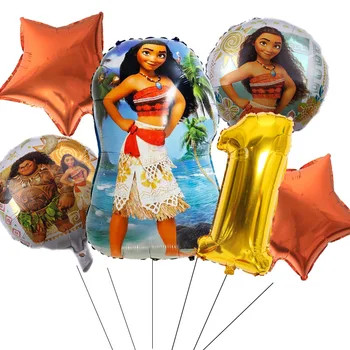 Disney Prenses Moana Balon Mutlu Doğum Günü Partisi Malzemeleri Bebek duş dekorasyonu 32in Numarası Folyo Balon Ev Dekor Kız Hediye