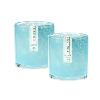 Dondurulmuş Yanmış Bulut Deniz Mavi Kristal viski bardağı Japon Üst Düzey Sanat Votka Viski Shot Cam Şarap Bardağı Ahşap Hediye kutu seti