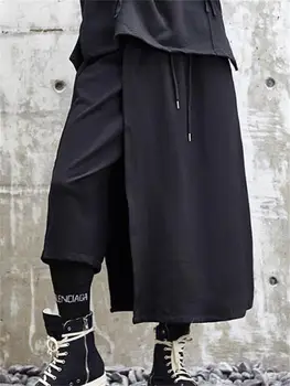 Erkek Pantolon Etek Yaz Yeni Klasik Siyah Rahat Podyum Gösterisi Büyük Boy Dokuz Dakika Geniş Bacak Pantolon Etek