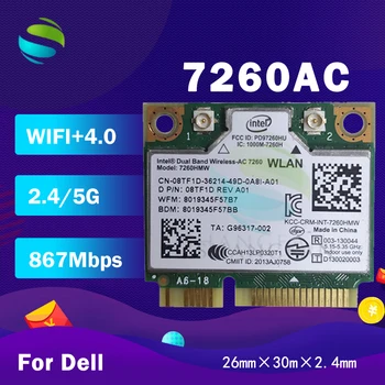 Intel Dual Band Kablosuz-AC 7260 7260HMW yarım Mını PCI-e BT4. 0 867Mbps D P/N:0NMTXR REV A00 8TF1D Dell Dizüstü Bilgisayar için