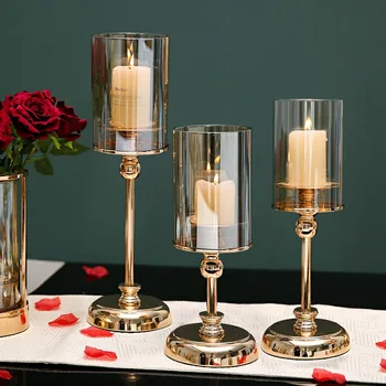 Lüks Şamdan Altın düğün için mumluk Dekorasyon Aromaterapi mum fincanı Ev Bar Parti Masa Süsleri