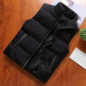 Nefes Moda Rüzgar Geçirmez Kalınlaşmış Kolsuz Ceket Erkek Yelek Ceket Pamuk Yastıklı Streetwear