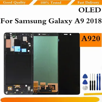 OLED samsung LCD Galaxy A9 2018 A920 A920F SM-A920F/DS lcd ekran dokunmatik ekranlı sayısallaştırıcı grup Değiştirme İle Çerçeve