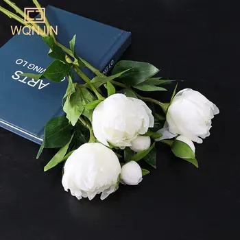 WQNJIN 2 Kafaları Beyaz İpek Çiçekler Yapay Şakayık Düğün Parti Ev Çiçek Çiçek Düzenleme Şakayık Düğün Dekorasyon