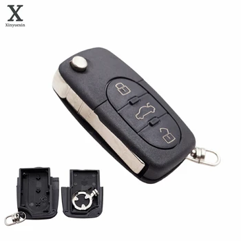 Xinyuexin Yedek 3 Düğmeler katlanır araba anahtarı durum Kabuk Fob Audi TT için Fit A4 A6 A8 Quattro 2000 2001 Katlanır Anahtar Kapak Kabuk
