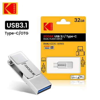 YENİ KODAK Metal Kalem Sürücü 32 GB 64 GB 128 GB 80 mb / s pendrive USB 3.1 Tip-C Çift Sürücüler USB Flash sürücü Bellek Sopa U Disk Memoria