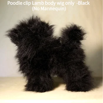 Ücretsiz kargo Kaniş modeli köpek wholebody peruk Kuzu peruk Klip siyah (peruk sadece, hiçbir manken)