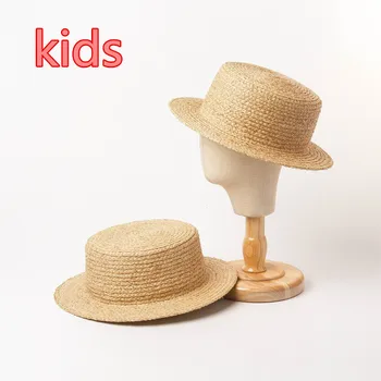 02001-hh6014 yeni bahar çocuklar el yapımı rafya çim fedoras kap çocuk eğlence panama şapka