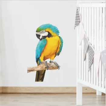 1 ADET Karikatür Tsundere Mavi ve Sarı Papağan Duvar Çıkartmaları Yatak Odası çocuk Odası Duvar Güzelleştirme Dekoratif Ev Dekor PVC