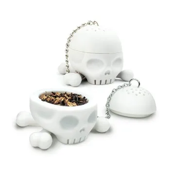 1 Adet Silikon Çay Demlik Yaratıcı Kafatası Kafa Şekli çay süzgeci Kullanımlık Yenilikçi Çay Araçları Eğlenceli Karikatür Çay Aksesuarları