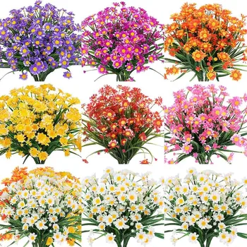 1 * Buket Çiçek PVC Yapay Papatyalar Sahte Çiçekler Sundurma Ev Düğün Dekor DIY Sahte Çiçekler Stokta