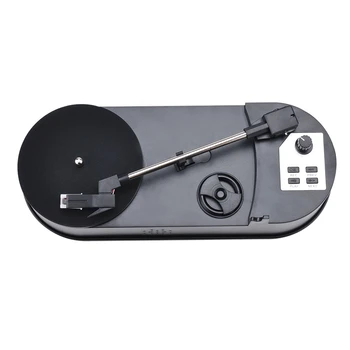 1 Takım Mini Vinil Plak Çalar Gramofon Doğrudan Rotasyon U Disk MP3 Siyah Mini Fonograf