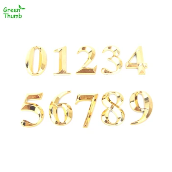 1 adet 5cm Plaka 0,1,2,3,4,5,6,7,8,9 Modern Altın Plak Numarası Daire / Otel / Araba DIY logo çıkartması Plaka