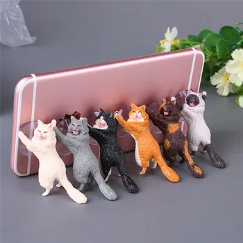 1 adet Kedi Heykelcik Minyatür Kedi Enayi Tasarım telefon tutucu Mini Peri Bahçe Karikatür Heykeli Zanaat Ev Araba Dekoratif En İyi Hediye
