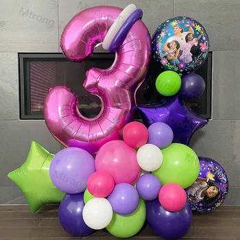 1 takım Disney Encanto Mirabel Isabella Balon Kız Doğum Günü Partisi Dekoru Çocuklar Mor 1 2 3 4 5 6 7 8 9st Balon Çocuk Oyuncak Globos