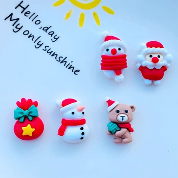 10 Adet Yeni Mini Kawaii Noel Serisi Reçine Düz Geri Cabochons Karalama Defteri Dıy Parti Firkete Aksesuarları Süslemeleri Zanaat K21