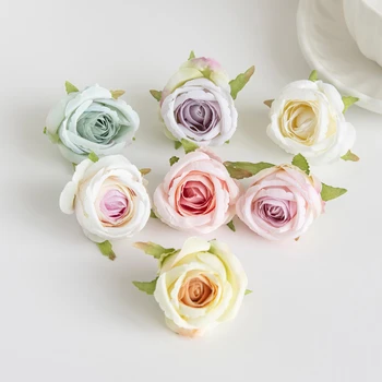 10 Adet yapay çiçekler yılbaşı dekoru Ev Düğün için Açık Bahçe Gelin Aksesuarları Dıy Zanaat Çelenk şeker kutusu İpek Güller