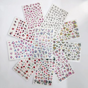 10 adet/grup 3D Tırnak Sticker Geometri Gül Lotus Kaydırıcılar Çivi Folyo Çıkartmaları Nail Art Süslemeleri Manikür Aksesuarları
