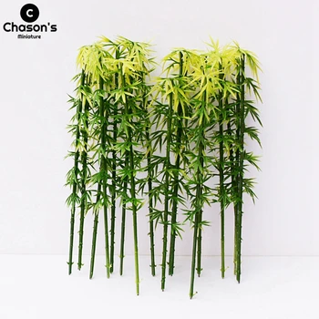 100 adet Mini Yapay Bambu Peyzaj Modeli Minyatür PVC Bitkiler Ağacı Sandbox Bonsai Peri Bahçe Dekorasyon Süsler