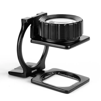 10X Katlanır Masaüstü Büyüteç Lens Büyüteç Büyüteç için Metal Çerçeve ile Keten Test Cihazı