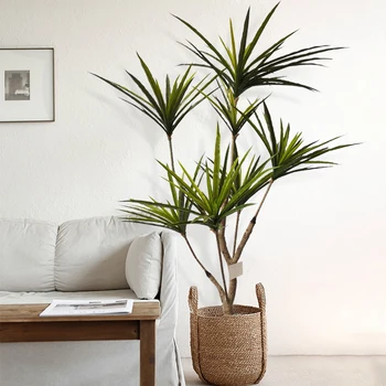130-160 Büyük Yapay Dracaena Bitkiler Tropikal Saksı Ağacı Sahte Plastik palmiye Yaprakları Cycas Bitki Ev Bahçe İçin Kapalı Dekor