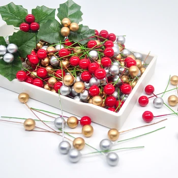 144 adet inci plastik ercik yapay çiçek küçük berry sahte bitkiler kiraz düğün Noel kek kutusu garland dekorasyon