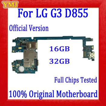 16 gb / 32 gb Tam LG çipleri G3 D855 Anakart, %100 % Orijinal unlocked LG G3 D855 Mantık kurulu, iyi test edilmiş, Ücretsiz Kargo