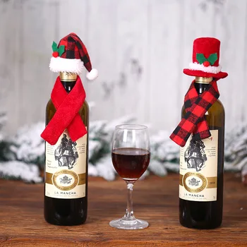 2 Adet / takım Noel Yaratıcı Süslemeleri kırmızı şarap şişesi Eşarp Şapka Takım Elbise Merry Christmas Süslemeleri Noel Hediyesi Yeni Yıl 2023 Navidad