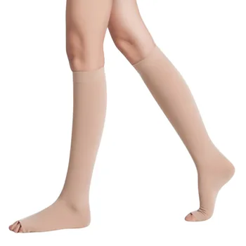 2 Adet/çift Bayanlar Burnu açık Elastik Sıkıştırılmış Nefes Çorap Şerit Açık Koşu futbol çorapları