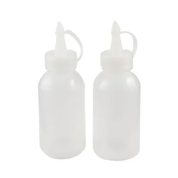 2 adet 100ML Plastik Sos Sıkacağı Şişe Dağıtıcı Soya Sosu Baharat sıkılabilir şişe Şeffaf Beyaz Yağ depolama şişesi