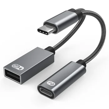 2 İN 1 USB2. 0 USB Tip C Veri kablolu telefon Adaptörleri OTG C Tipi Dönüştürücü PD şarj portu GoogleTV Chromecast Adaptörü