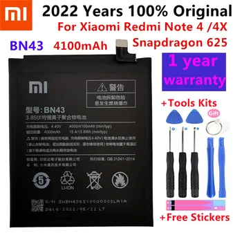 2022 yıl 100 % Orijinal Gerçek 4100mAh BN43 Pil Xiaomi Redmi İçin Not 4X Not 4 global Snapdragon 625 Telefon Piller Bateria