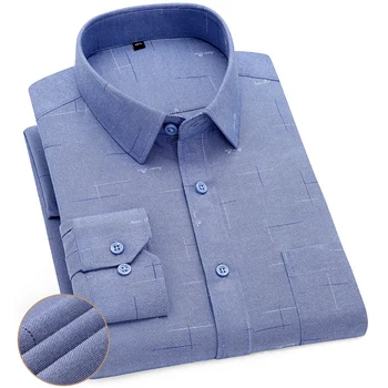 2022New Yüksek Kaliteli Pamuklu erkek Uzun Kollu Elbise Gömlek Casual Katı Renk Rutin Fit Tasarım İş Erkek Sosyal Gömlek Mavi