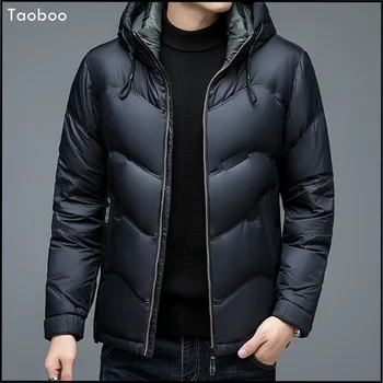 2023 Kış Tasarım Kapşonlu Ceketler Sıcak Yastıklı Katı kışlık ceketler erkekler için İş Rahat Canda %90 % Ördek Aşağı Erkek Aşağı palto