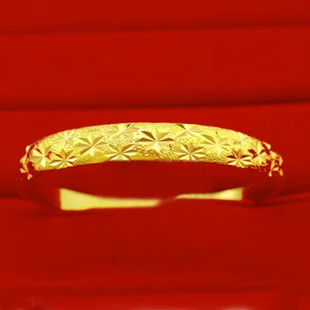 24K altın Vintage Basit Klasik yazıt şanslı namaz sembolü gravür Açılış Bilezik Bilezik Kadınlar İçin düğün takısı