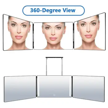 3 Yollu makyaj aynası Üç Katlı Ayna Kendinden kuaför aynası Üç katlı Ayna Saç Kesme Şekillendirici DIY Saç Kesimi Aracı duvar dekorasyonu