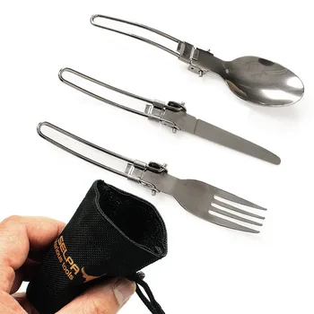 3 adet Katlanabilir Bıçak Çatal Seti paslanmaz çelik yemek Seti Seyahat Yemek Takımı Taşınabilir çatal bıçak kaşık seti Açık Cubiertos Portatil