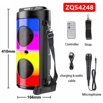 30W Yüksek Güç Stereo taşınabilir bluetooth'lu hoparlör Kablosuz Silindirik Subwoofer Bas Parti mikrofonlu hoparlör Ev Karaoke