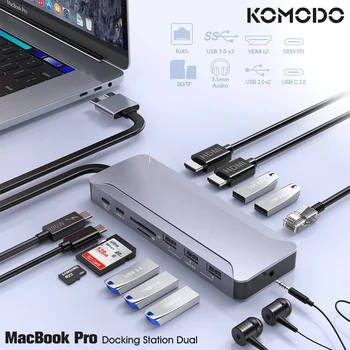 4K HDMI adaptörü MacBook Pro Yerleştirme istasyonu 13 in 2 Monitör USB C Adaptörleri Hava Mac Dock Dongle