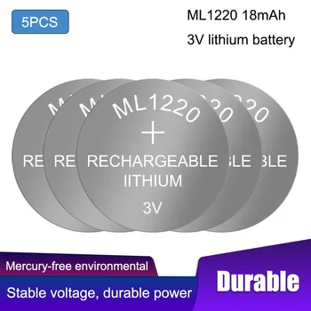 5 ADET ML1220 Madeni Para Piller 3V Manganez Li-İon Şarj Edilebilir Düğme Pil İzle Hücreleri ML 1220 Yerine CR1220
