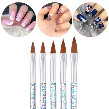5 adet / grup Nail Art Liner Boyama Fırçası Kristal Akrilik UV Jel Fırça Şerit Çiçek Boyama Oyma Çizim Kalem Manikür Araçları