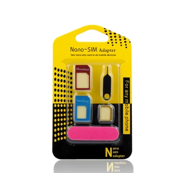 5 in 1 Nano Mikro SIM Metal Adaptörleri Standart SIM Kart Adaptörü Çıkar Pin iphone 4 4 S 5 5 s 6 6 S artı 7 tüm cep telefonları Telefonları