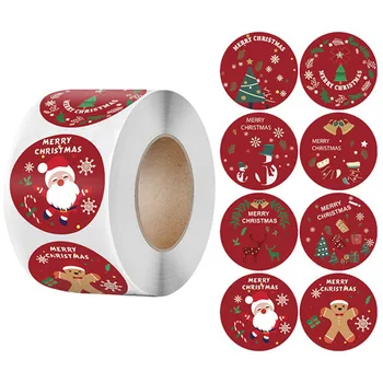 500 adet 2.5 cm Merry Christmas Çıkartmalar Santa Cluas Kardan Adam Mühür Etiketleri Hediyeler Fırında Şeker Çantası Kutusu Çıkartmalar Dekor Navidad 2023 Noel
