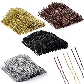 6 cm U-şekilli Kroket Pin Pin Headdress Siyah/Kahverengi/Altın Kabarık Saç Modeli Aracı Sabit Klip Paket Başına 100