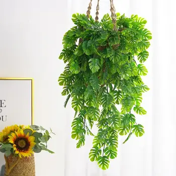 76 cm Yapay Yeşil Bitkiler Asılı Sarmaşık Yaprakları Turp Yosun Üzüm Sahte Çiçekler Asma Ev Bahçe Duvar Parti Dekorasyon