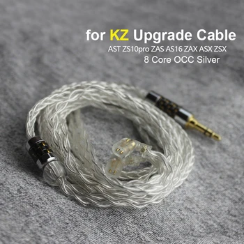 8 Çekirdekli kablo KZ AST ZS10pro ZAS AS16 ZAX ASX ZSX Kablosu ile MİC Kulaklık OCC Gümüş Kaplama Yükseltme 2.5 4.4 Denge